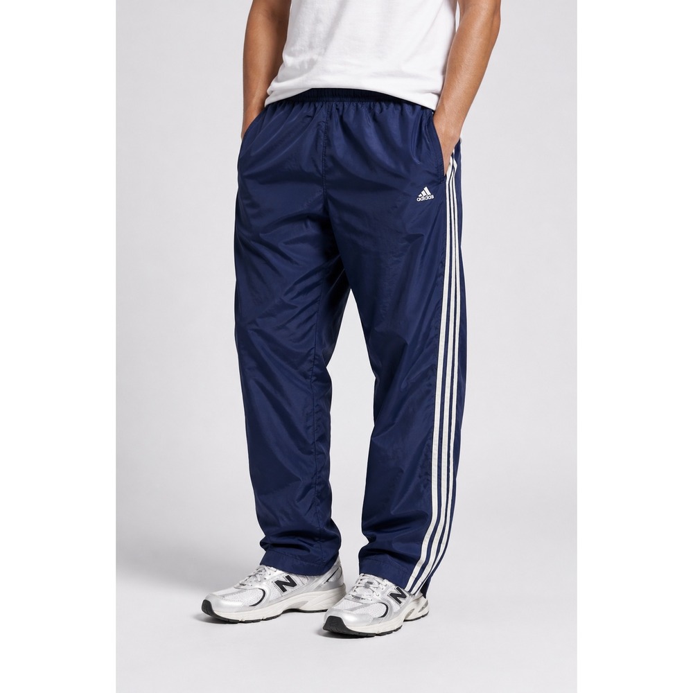 Adidas Vintage Navy Blue Nylon Track Pants Mesh Lined 3 Stripes Mens Medium |AA1